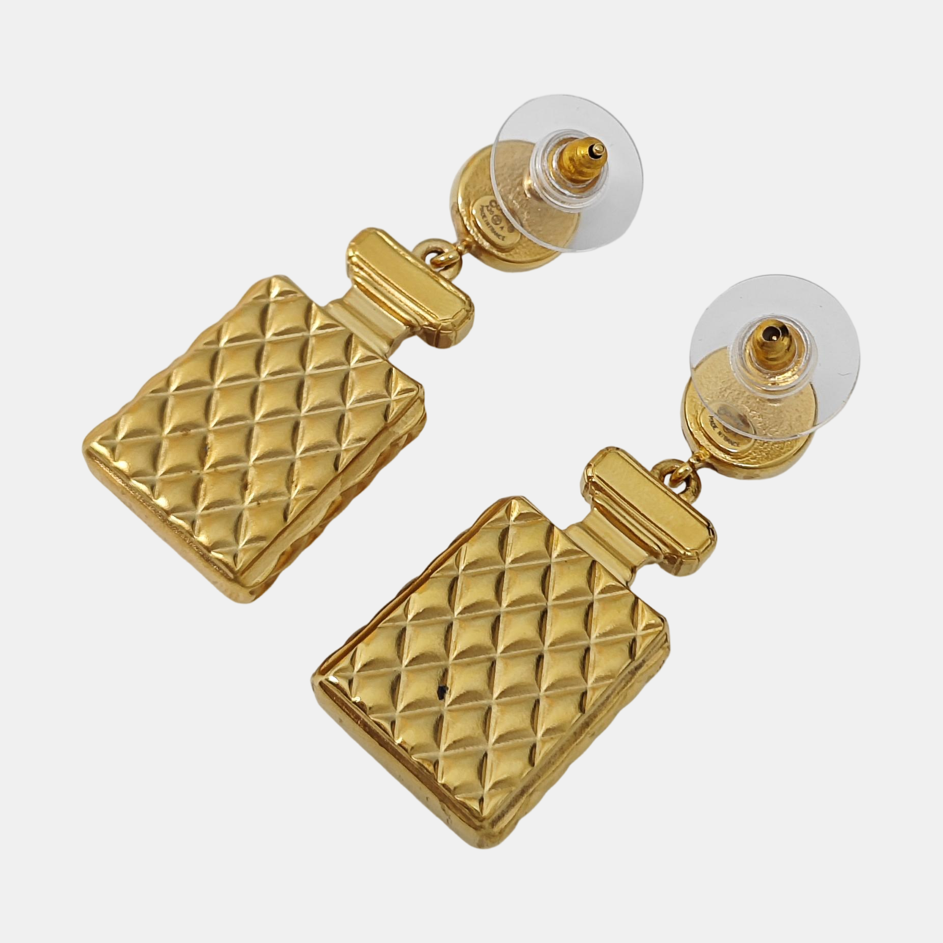 CC Logo Metal Gold Stud Earrings
