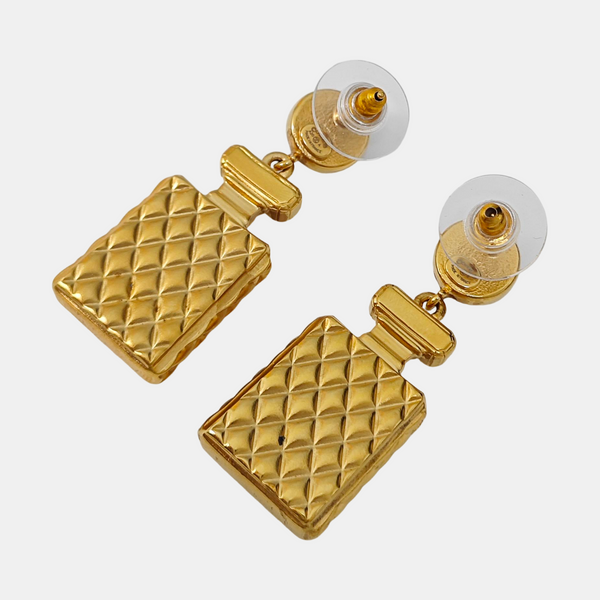 CC Logo Metal Gold Stud Earrings