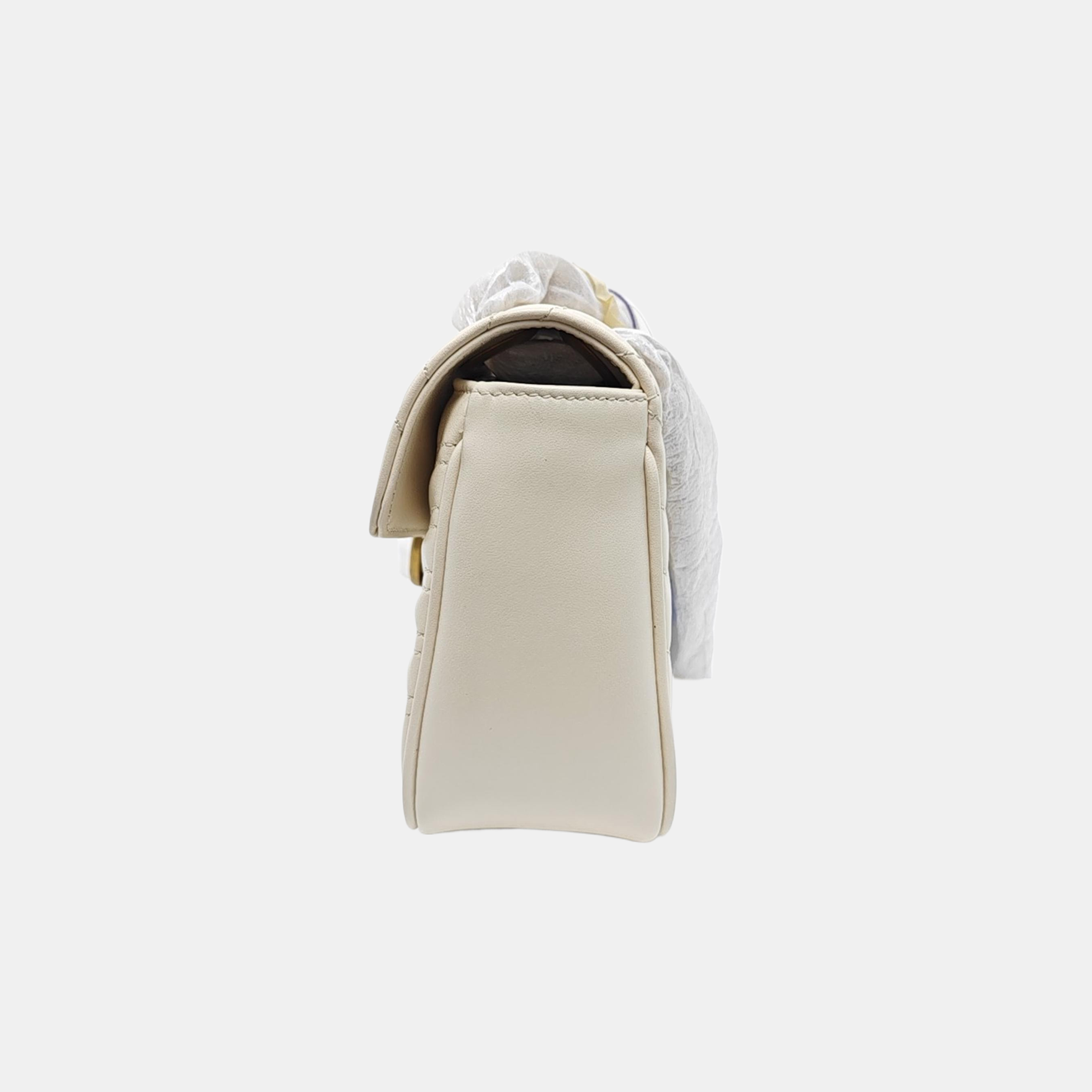 GG Marmont Medium Quilted Calfskin White