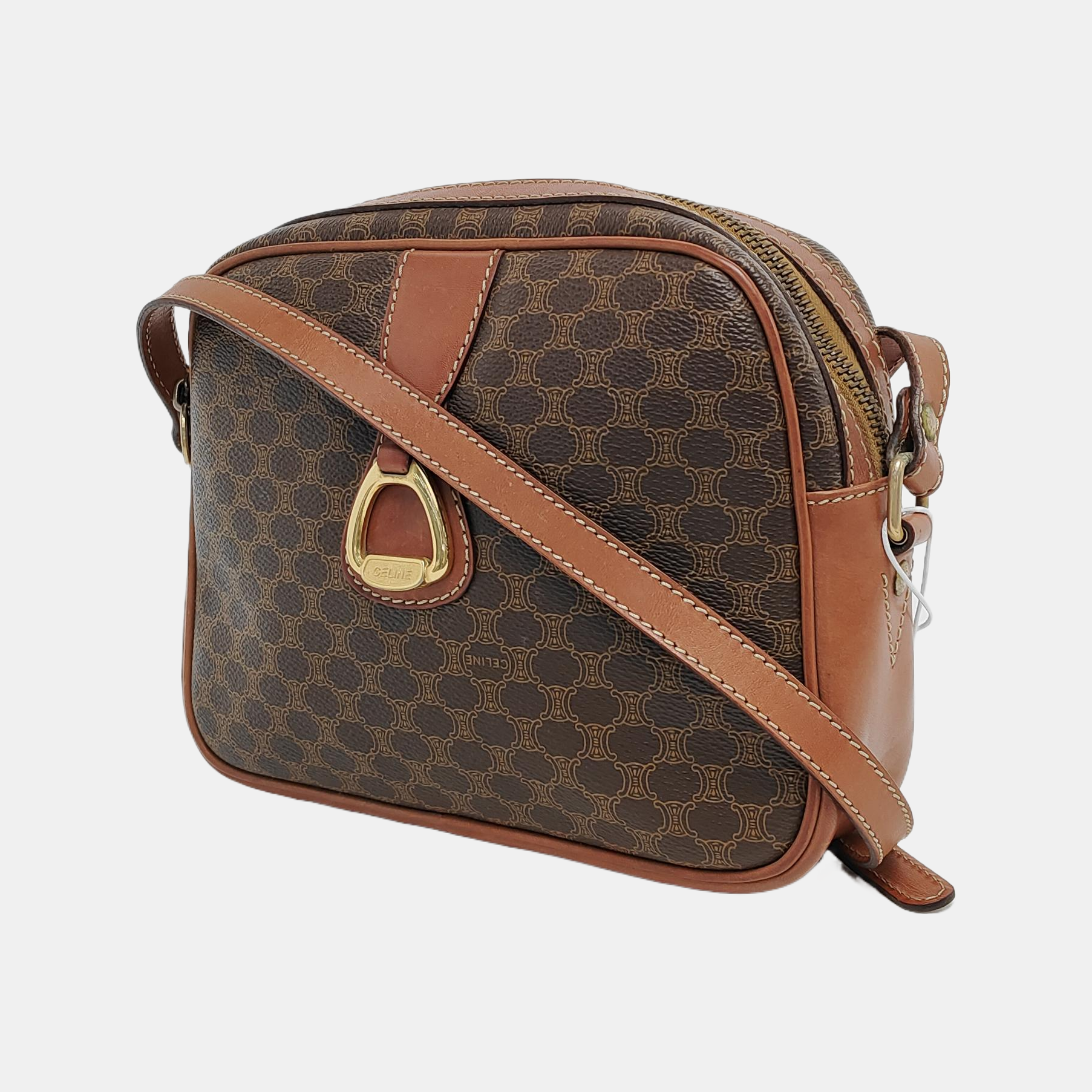 Authenticated pre-owned  MACADAM BLASON TRIOMPHE Coated Canvas Brown - Shoulder Bag at Looply