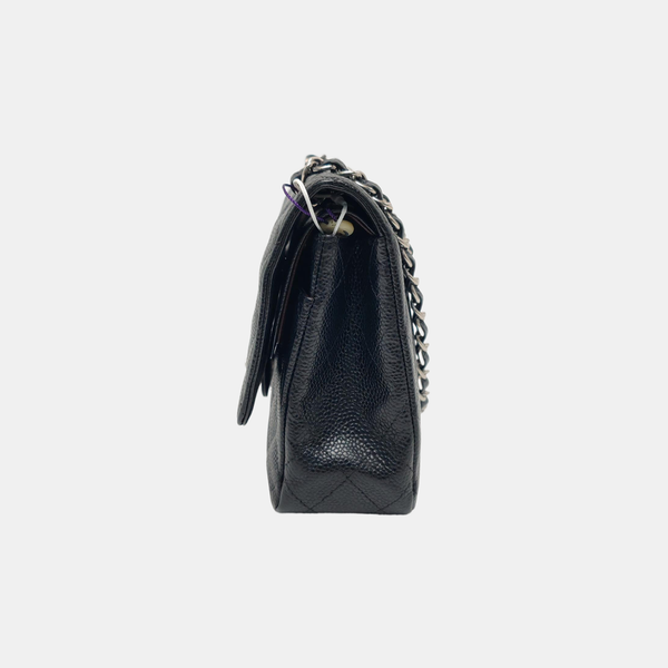 CLASSIC FLAP Medium Quilted Grained Calfskin Black