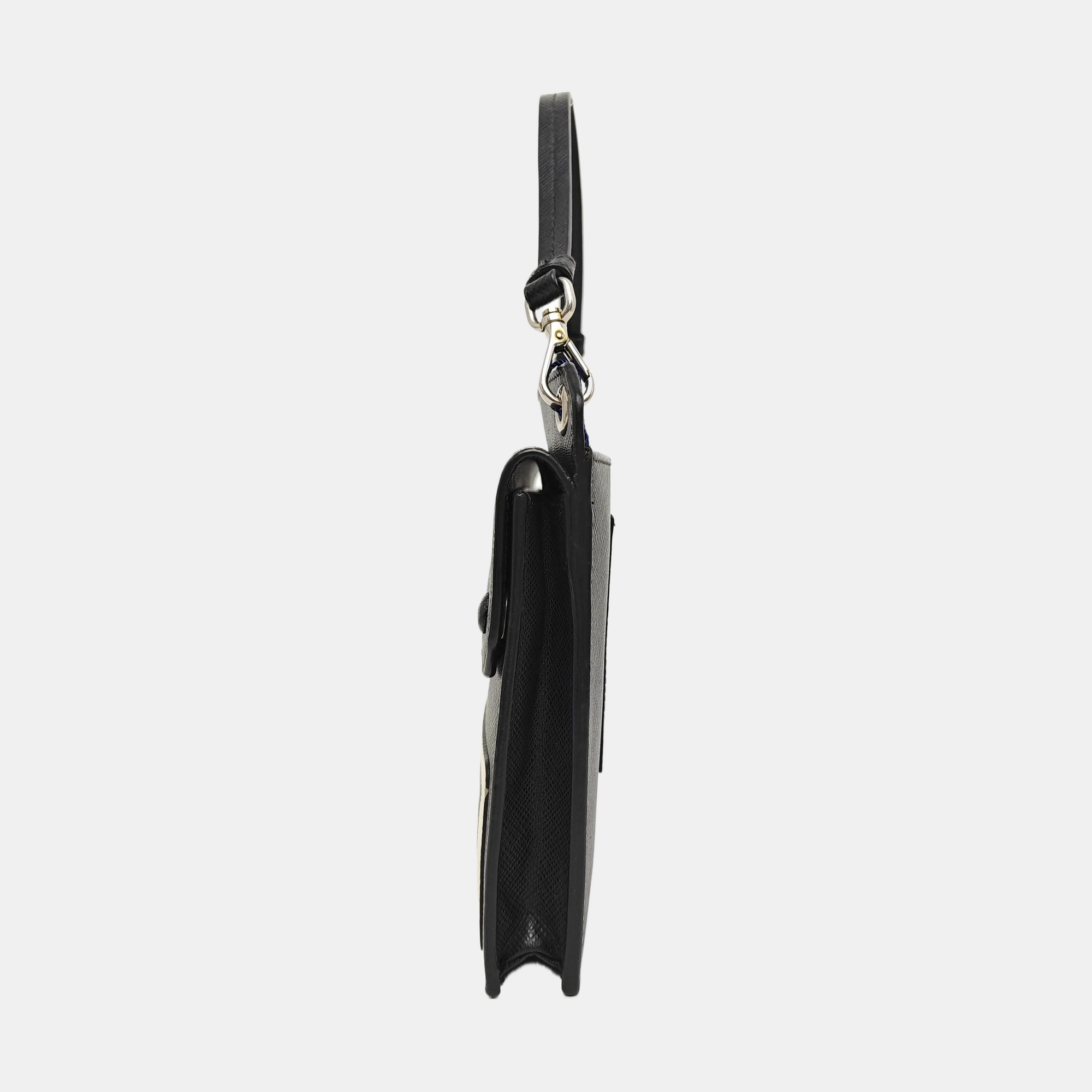 Saffiano Calfskin Shoulder Bag Black