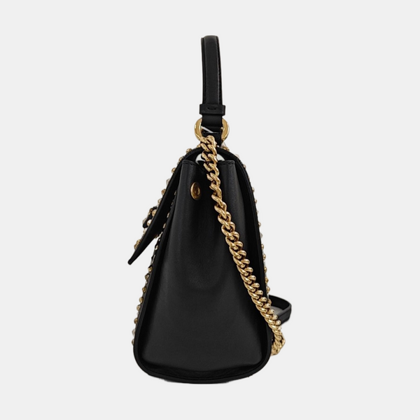 Calfskin Top Handle Bag Black
