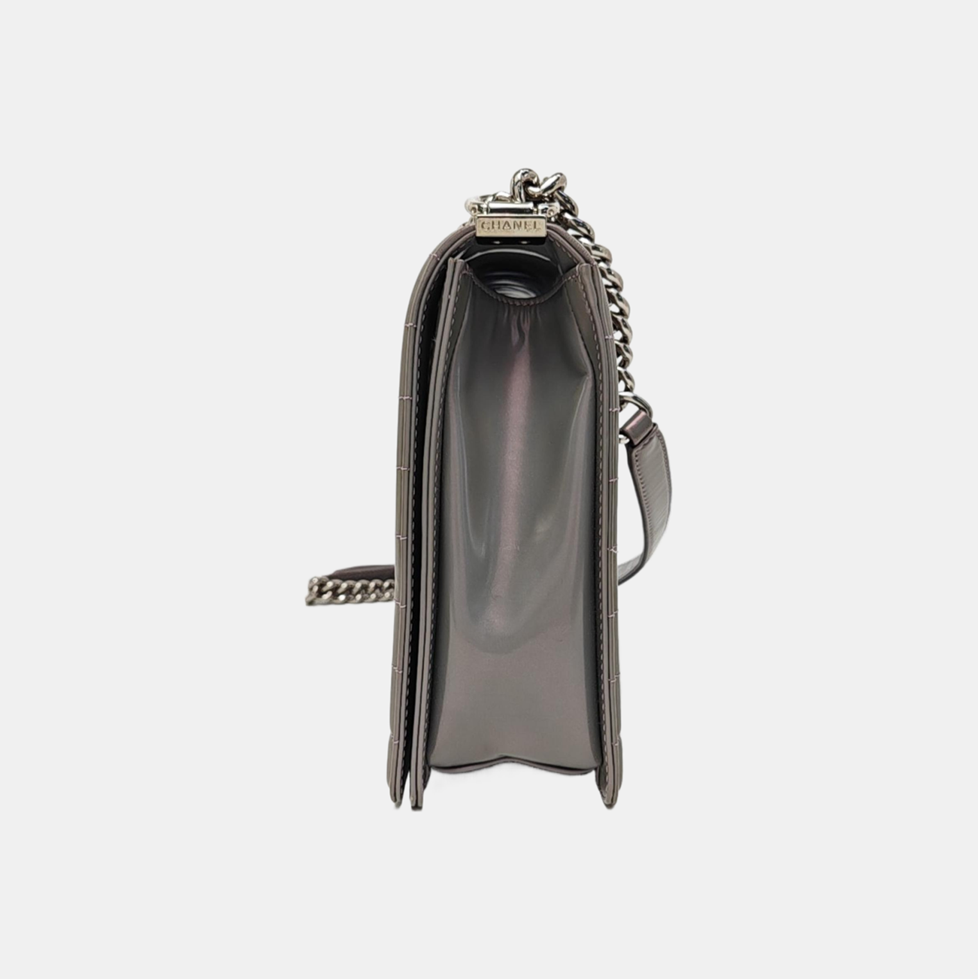 BOY CHANEL Maxi Patent Leather Gray