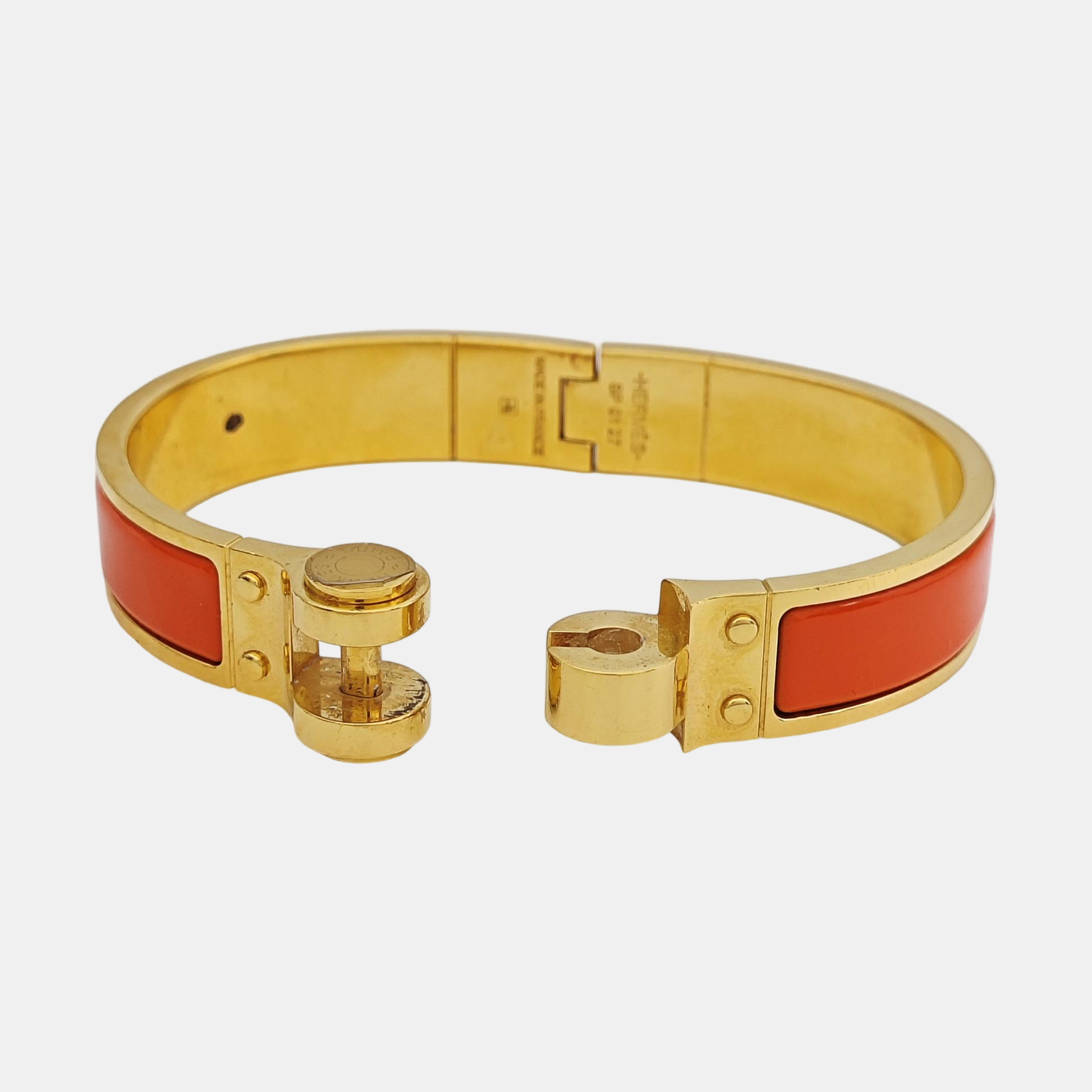 Enamel Hinged Bracelet Metal Gold Bangle