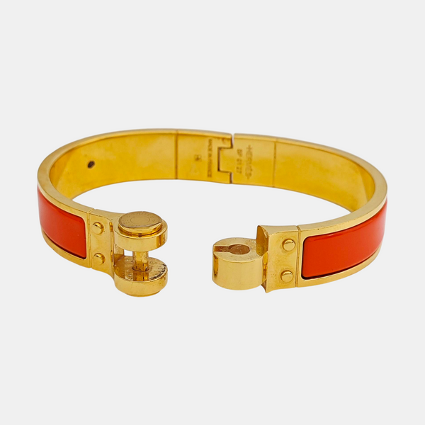 Enamel Hinged Bracelet Metal Gold Bangle