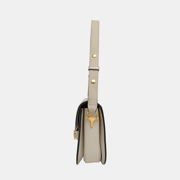 Authenticated pre-owned  Horsebit 1955 Small Calfskin White - Shoulder Bag at Looply