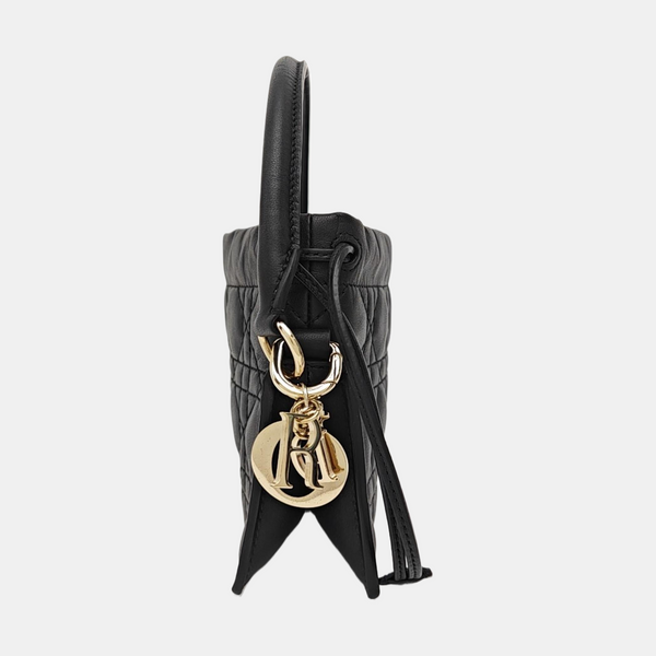 Cannage Lambskin Shoulder Bag Black