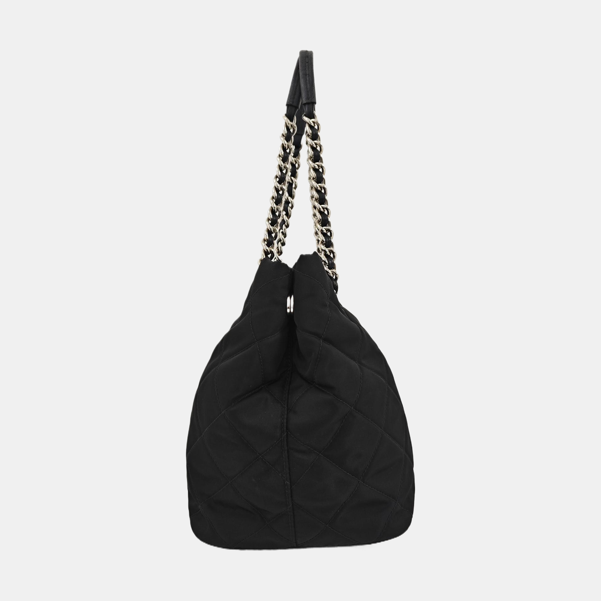 Quilted Nylon Tote Bag Black