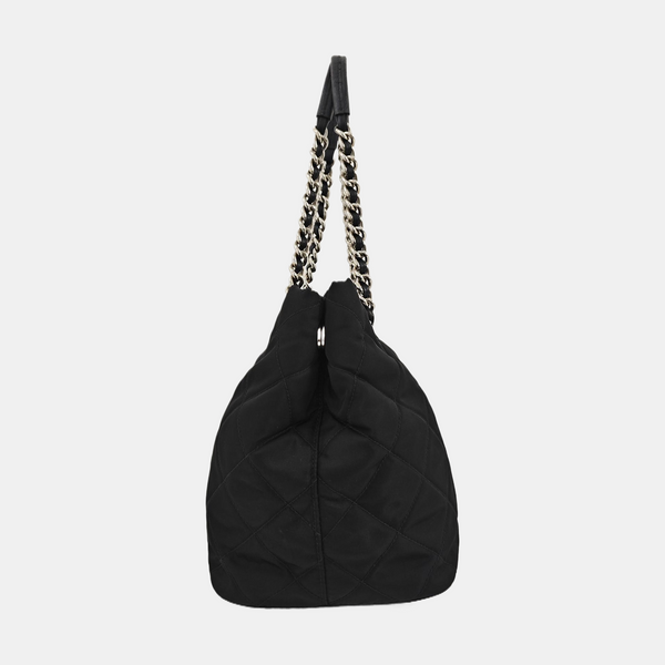 Quilted Nylon Tote Bag Black