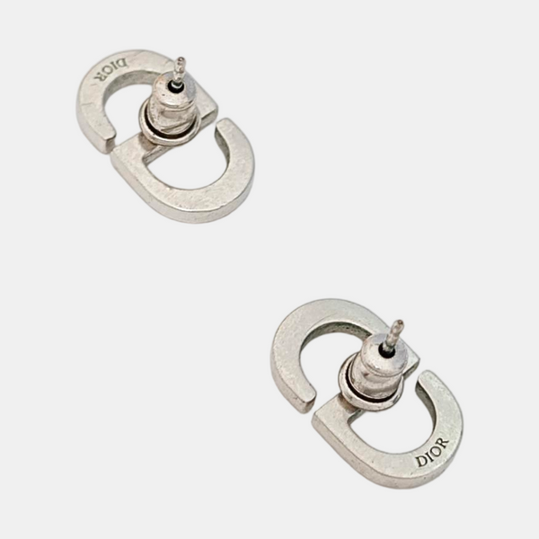 Petit CD Metal Silver Stud Earrings