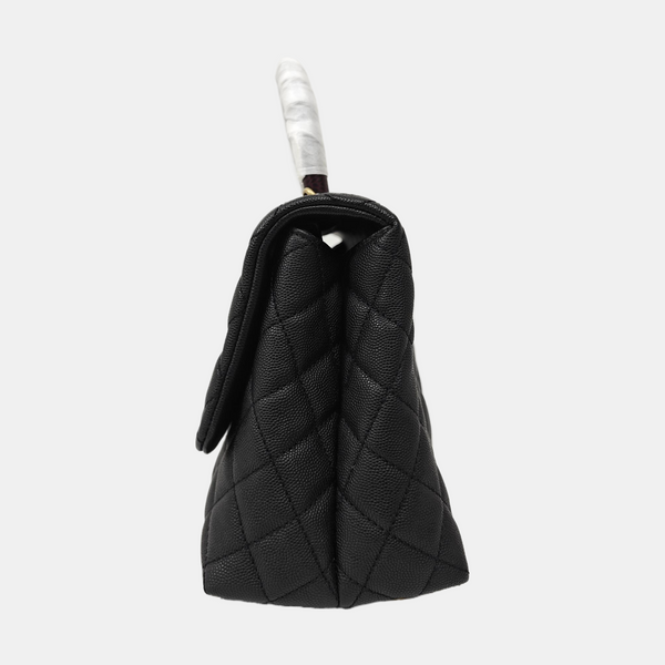 COCO HANDLE Medium Quilted Grained Calfskin Black