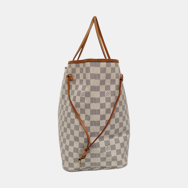 NEVERFULL GM Damier Azur Coated Canvas White