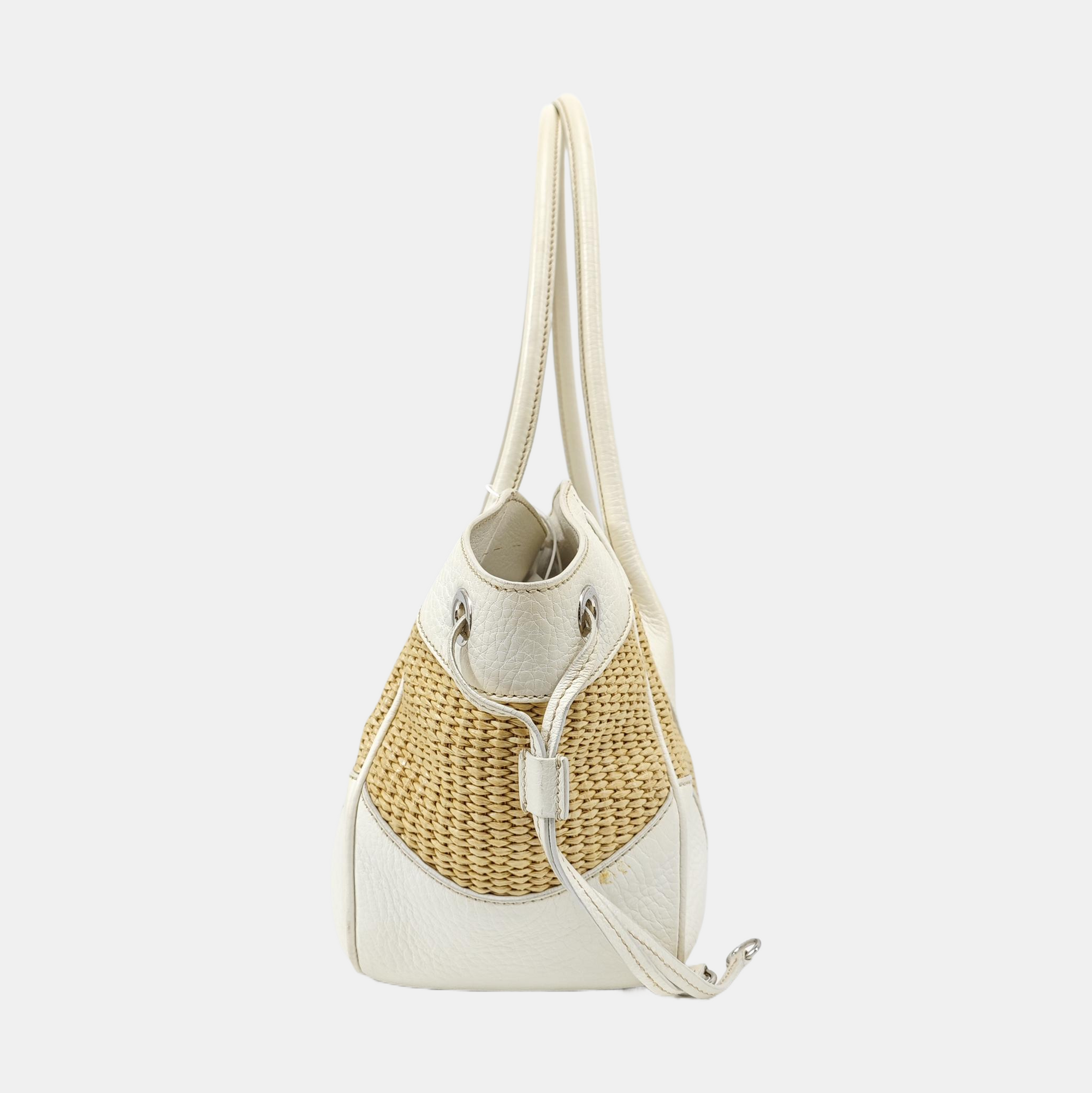 Straw Shoulder Bag Beige