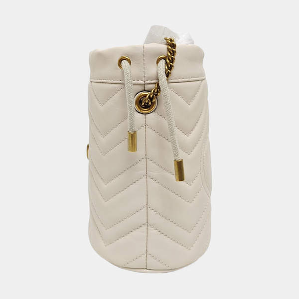 GG Marmont Mini Quilted Calfskin White