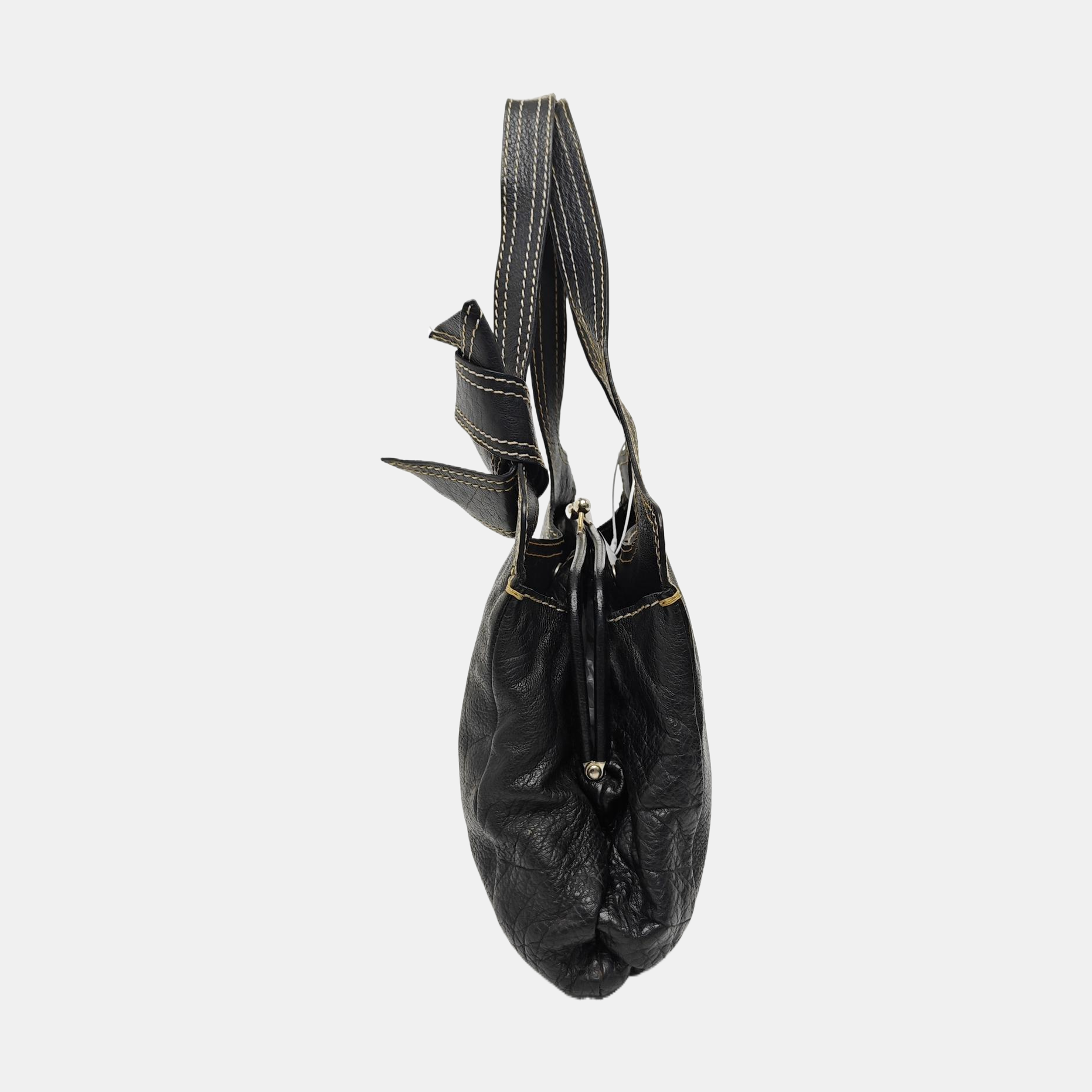 Quilted Calfskin Top Handle Bag Black