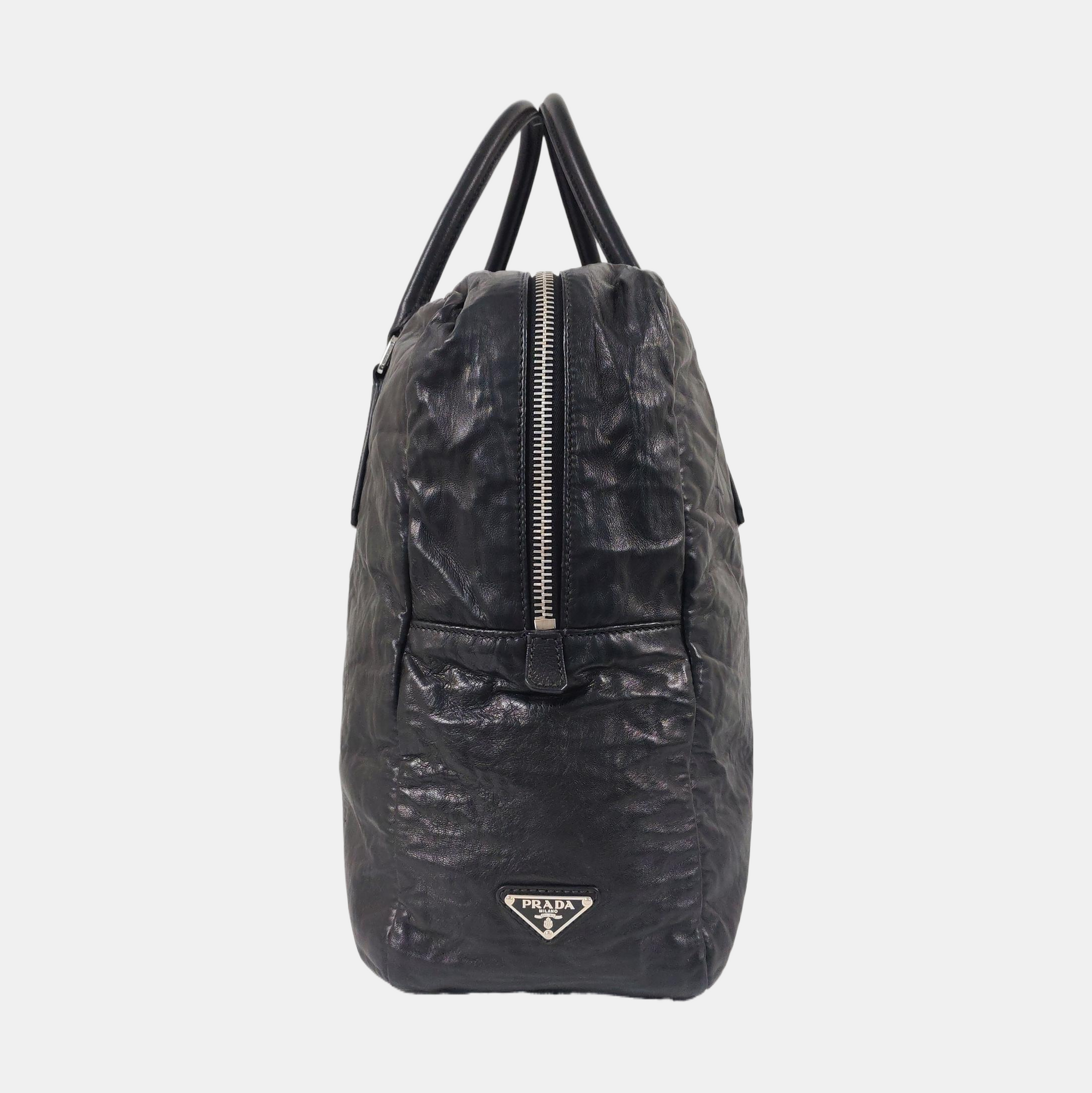 Lambskin Top Handle Bag Black
