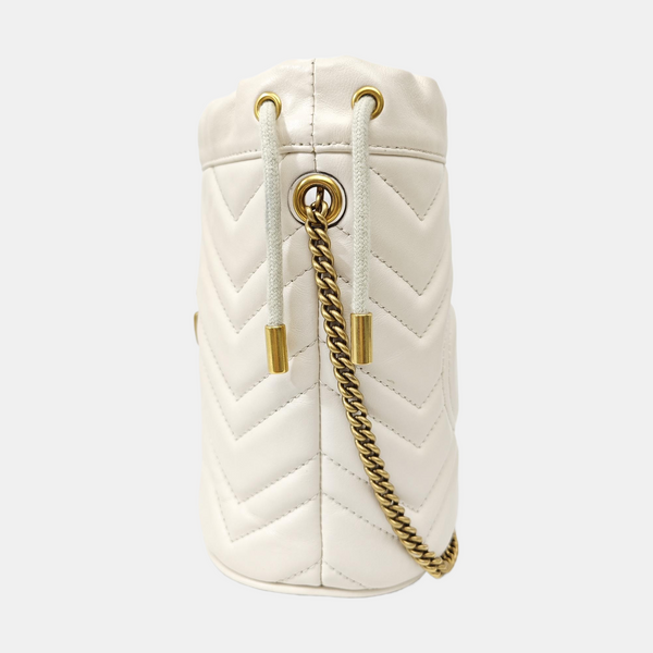 GG Marmont Mini Quilted Calfskin White