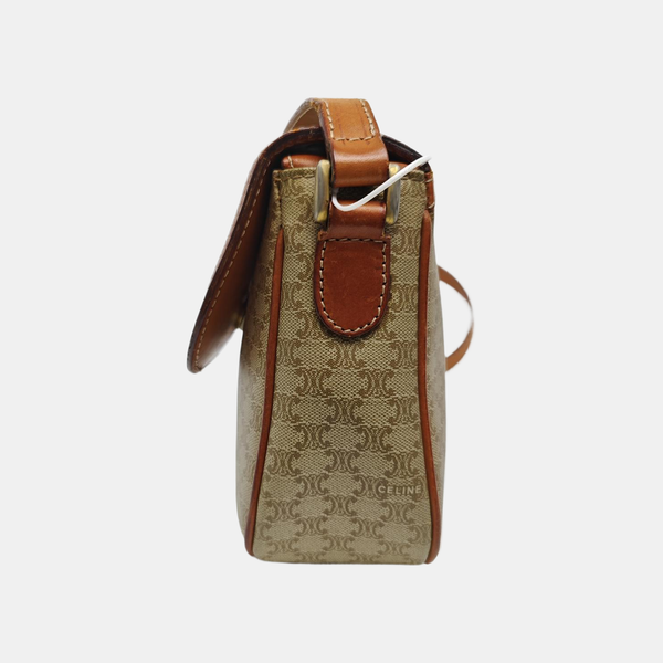 Coated Canvas Shoulder Bag Beige