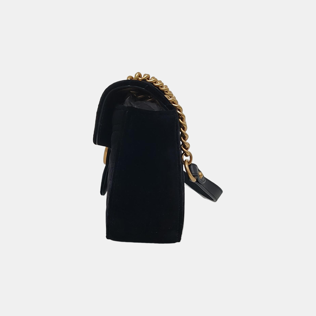 GG Marmont Medium Quilted Velvet Black