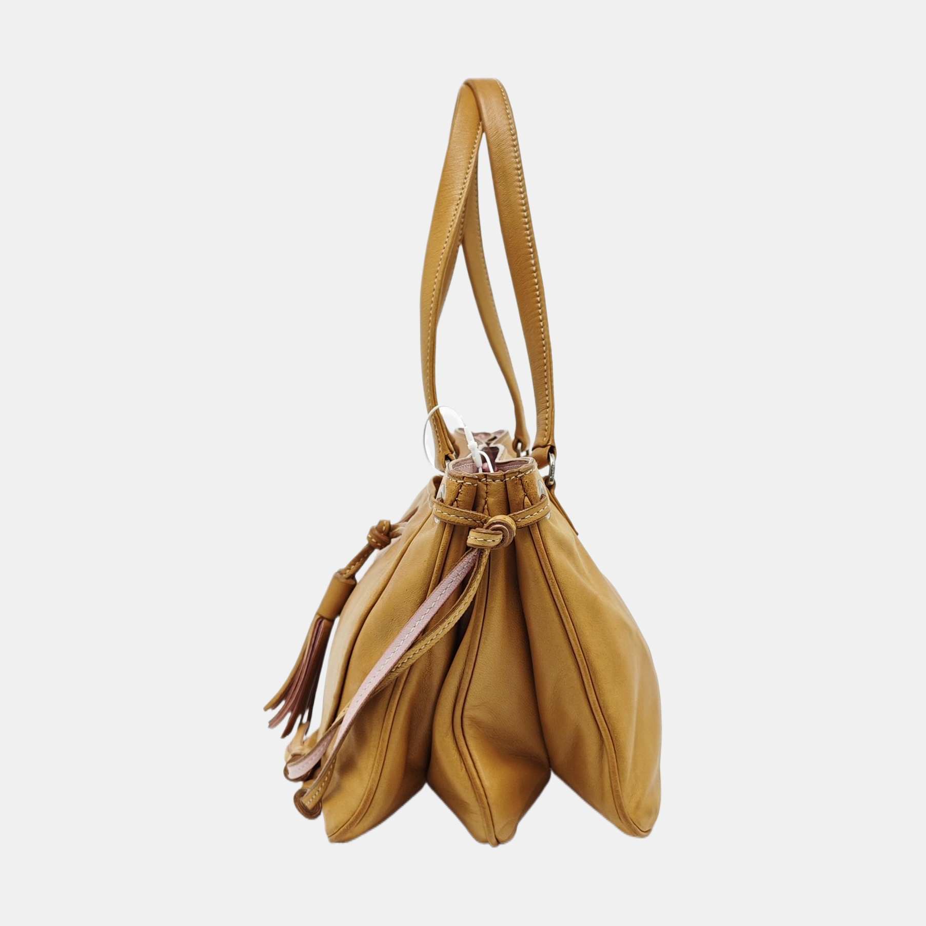 Lambskin Top Handle Bag Brown