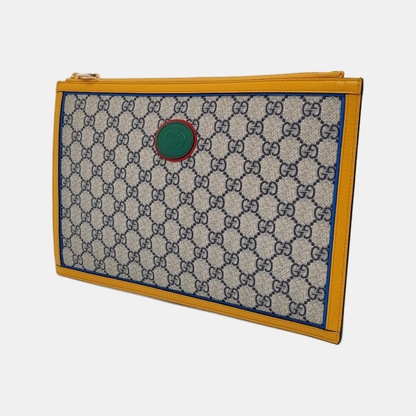 Monogram Coated Canvas Clutch Beige