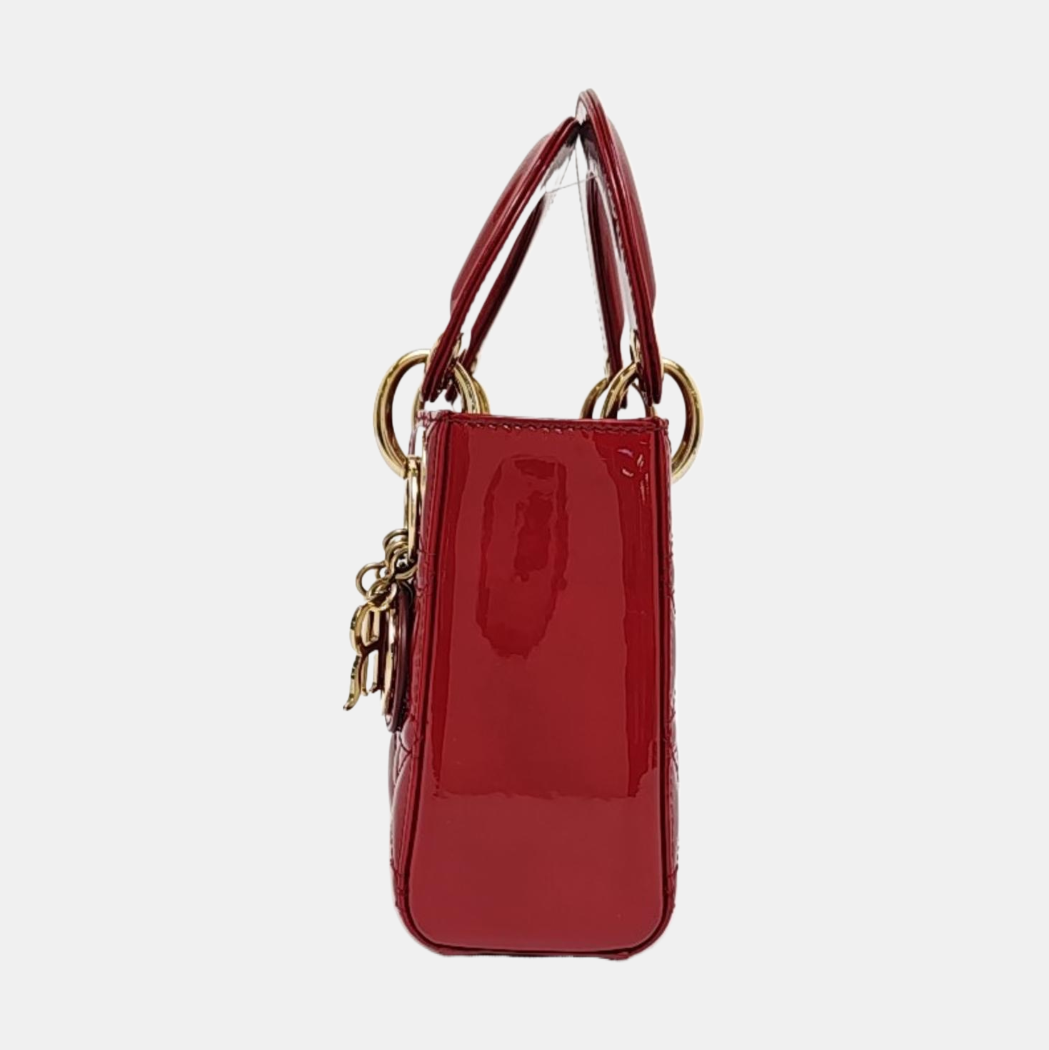 Lady Dior Mini Cannage Patent Leather Red