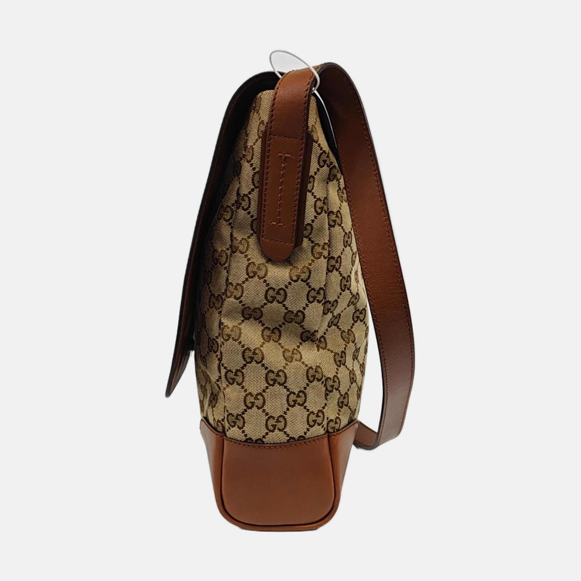 Monogram Canvas Shoulder Bag Brown