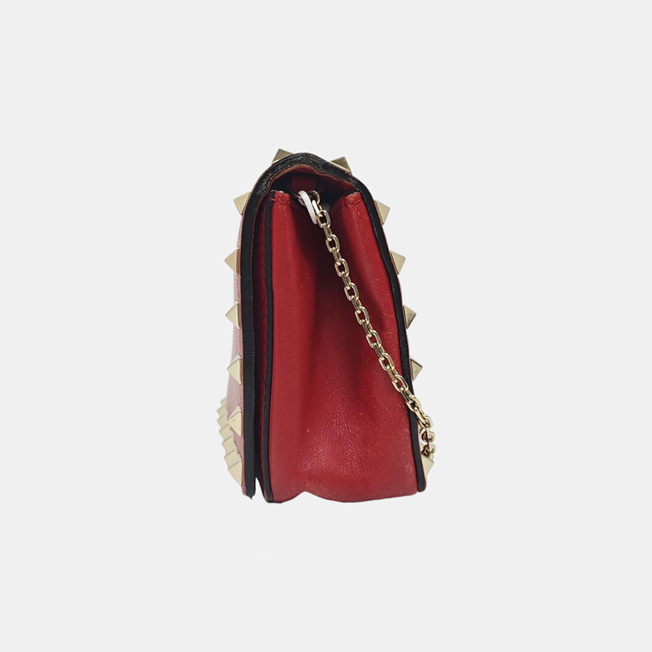 Rockstud Calfskin Red