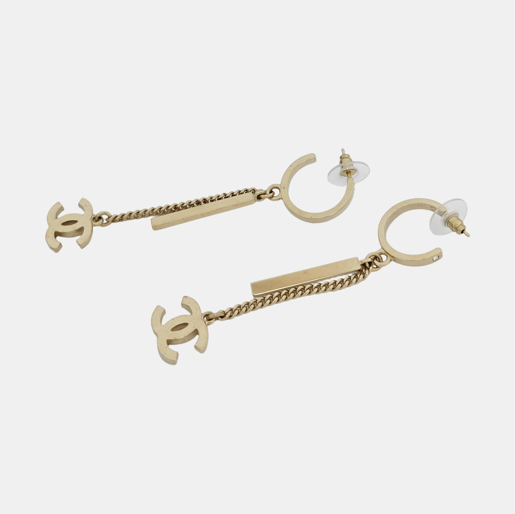 CC Logo Metal Gold Stud Earrings