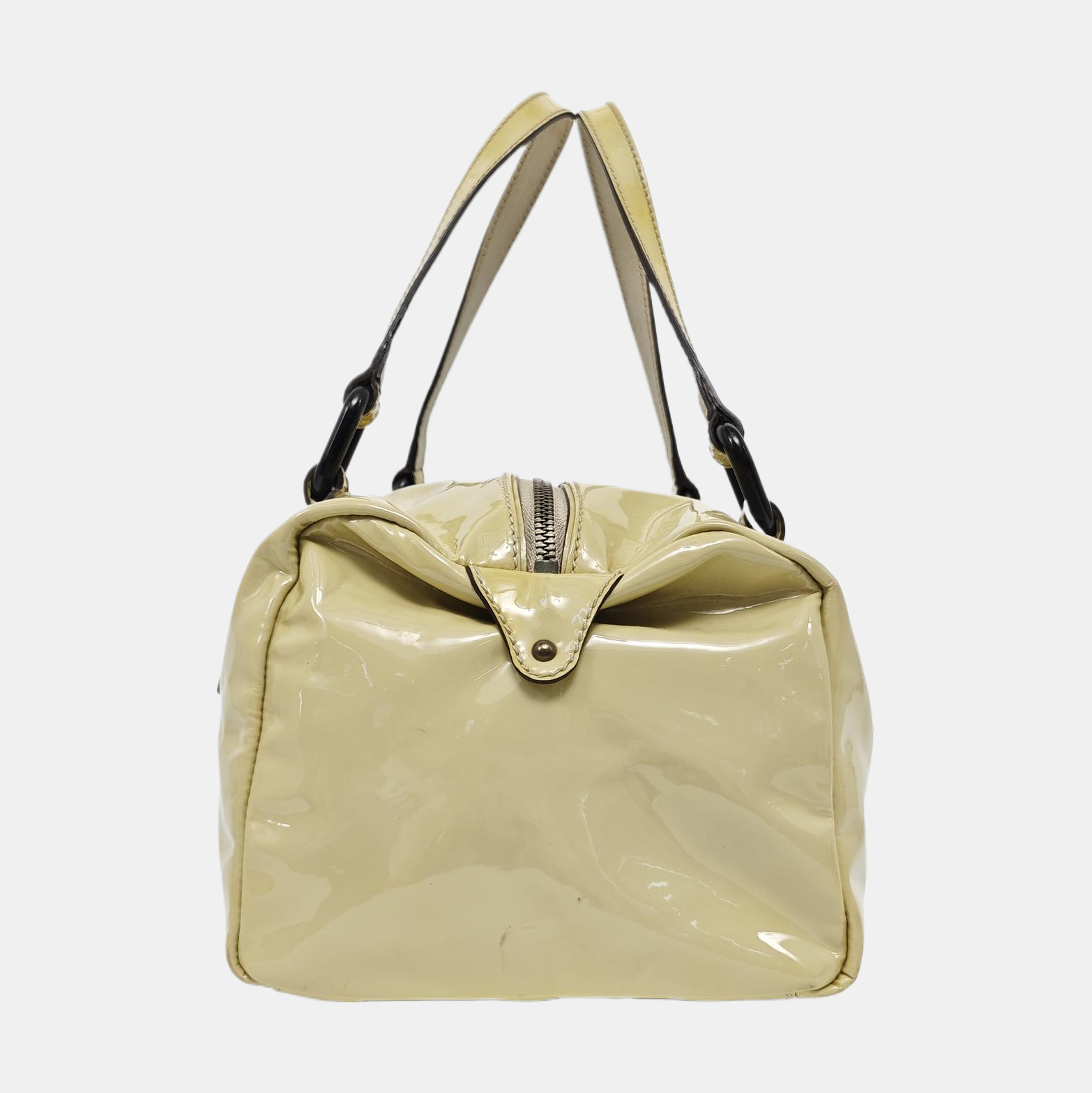Patent Leather Top Handle Bag Yellow
