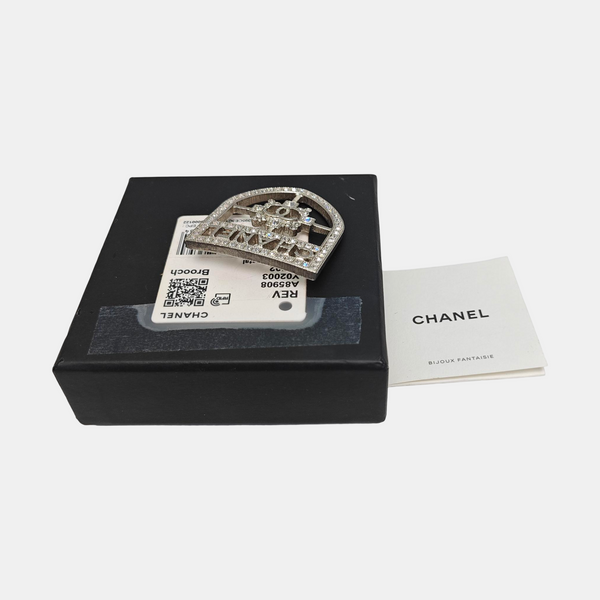 CC Logo Metal Silver Brooch