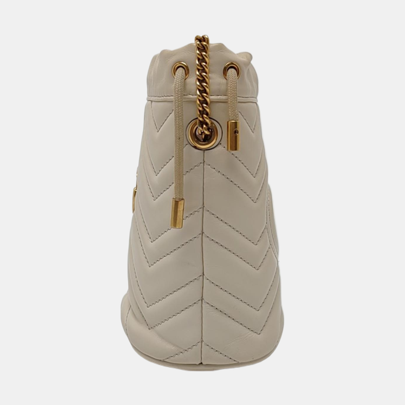 Authenticated pre-owned  GG Marmont Mini Quilted Calfskin White - Bucket Bag at Looply