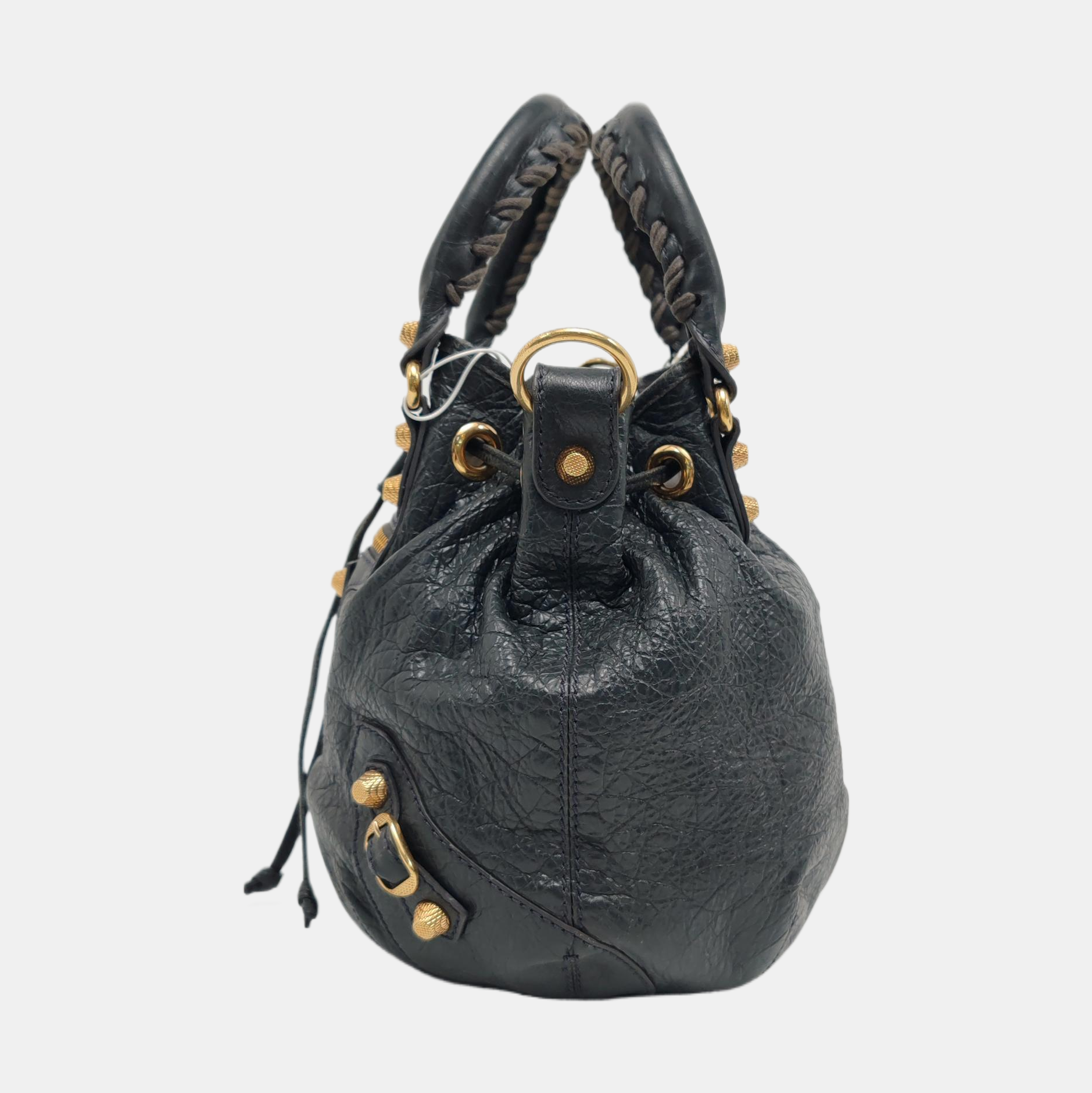 Pompon Bag Calfskin Gray