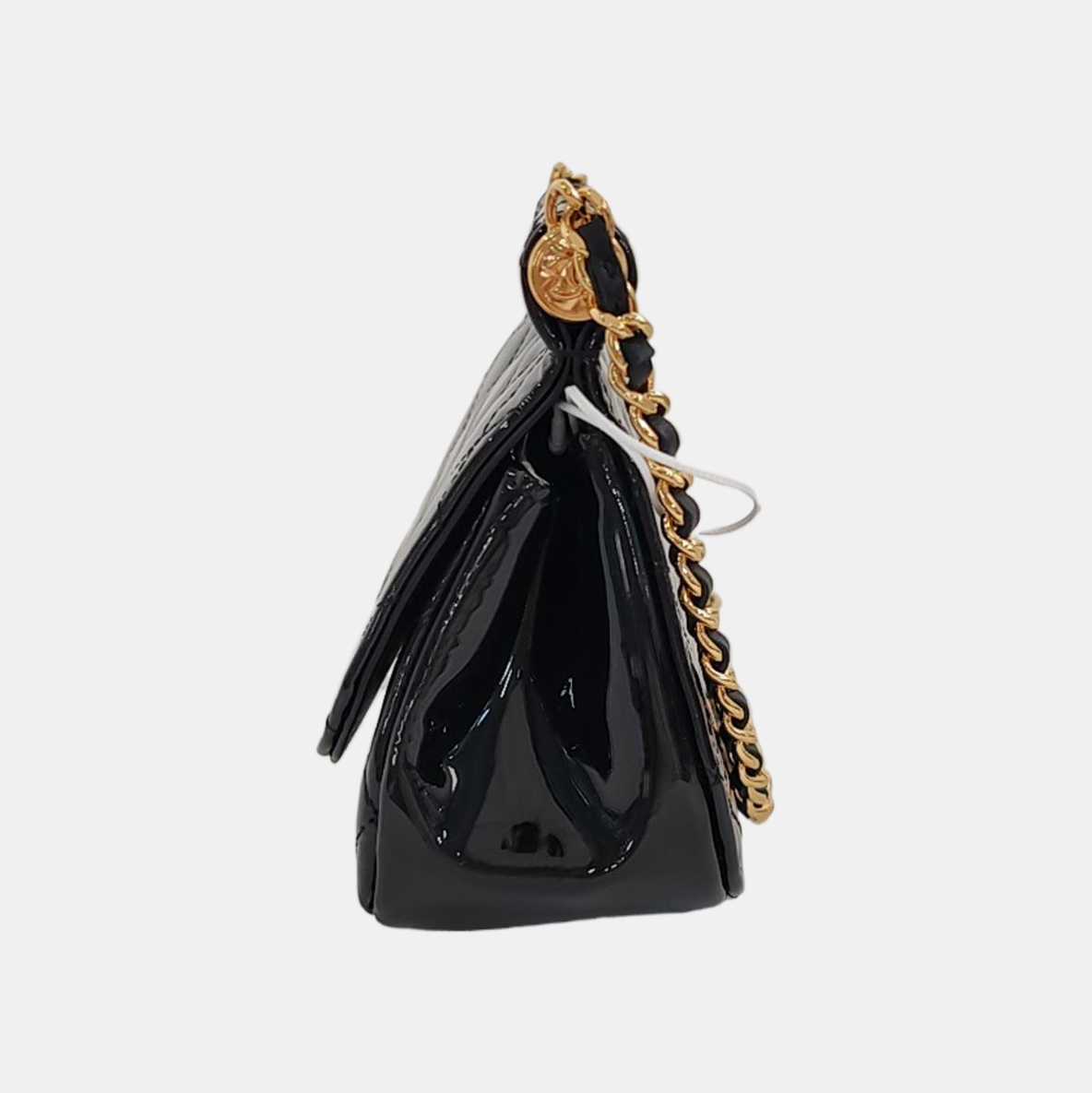 Quilted Patent Leather Shoulder Bag Black