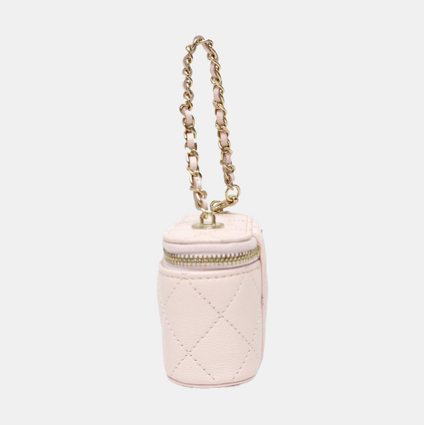 Quilted Grained Calfskin Top Handle Bag Pink