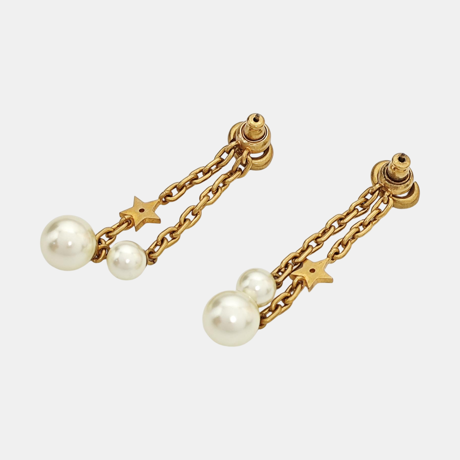 CD Navy Metal Gold Stud Earrings