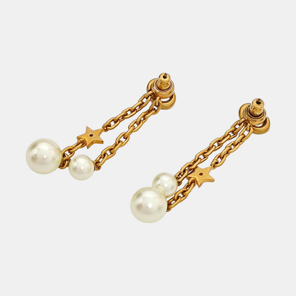 CD Navy Metal Gold Stud Earrings