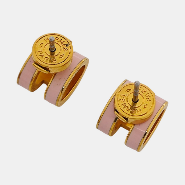 Pop H Metal Red Stud Earrings