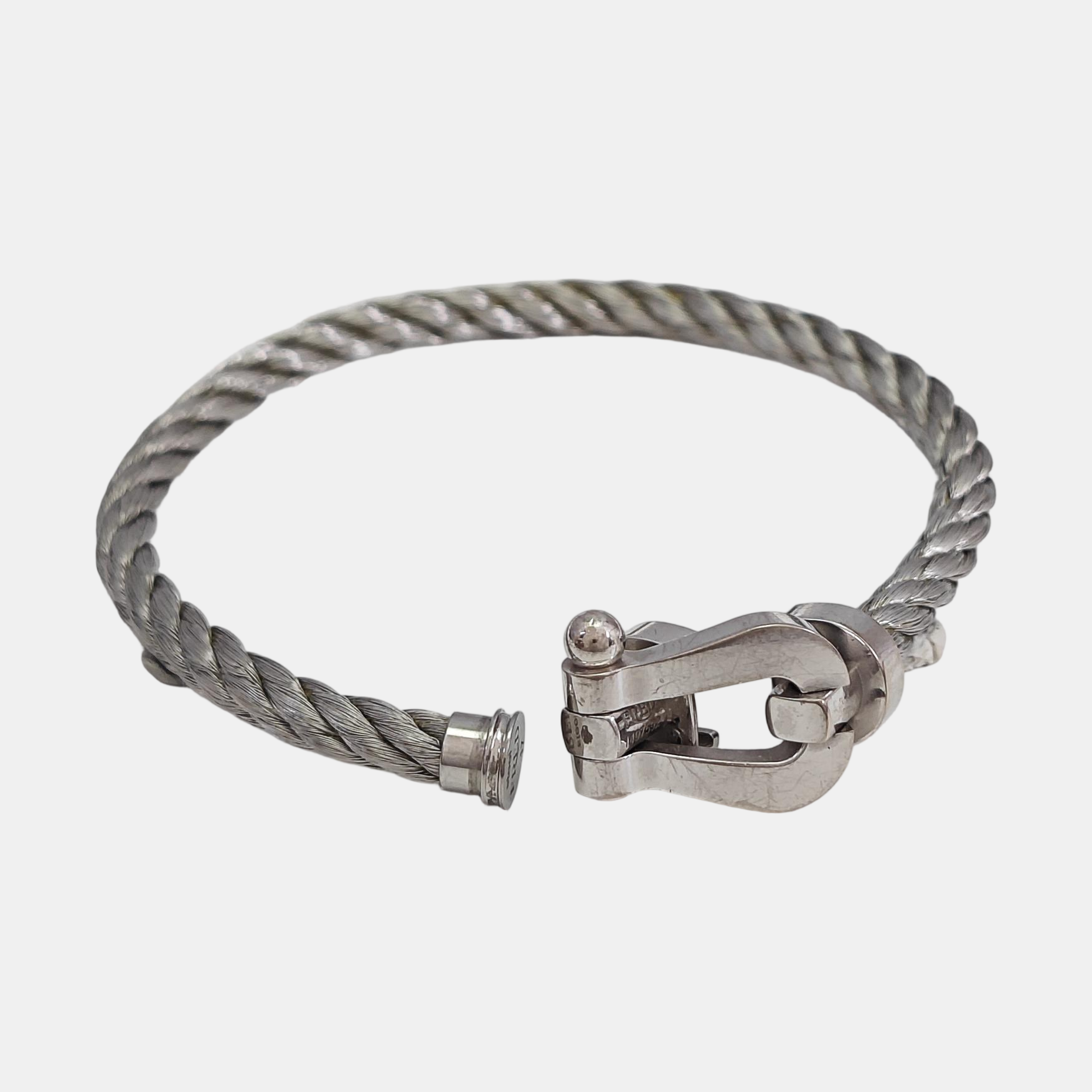 Force 10 18k White Gold Silver Bangle