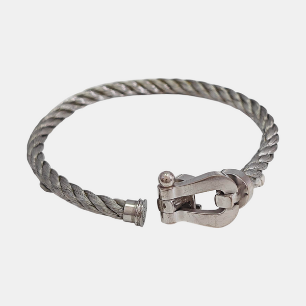 Force 10 18k White Gold Silver Bangle