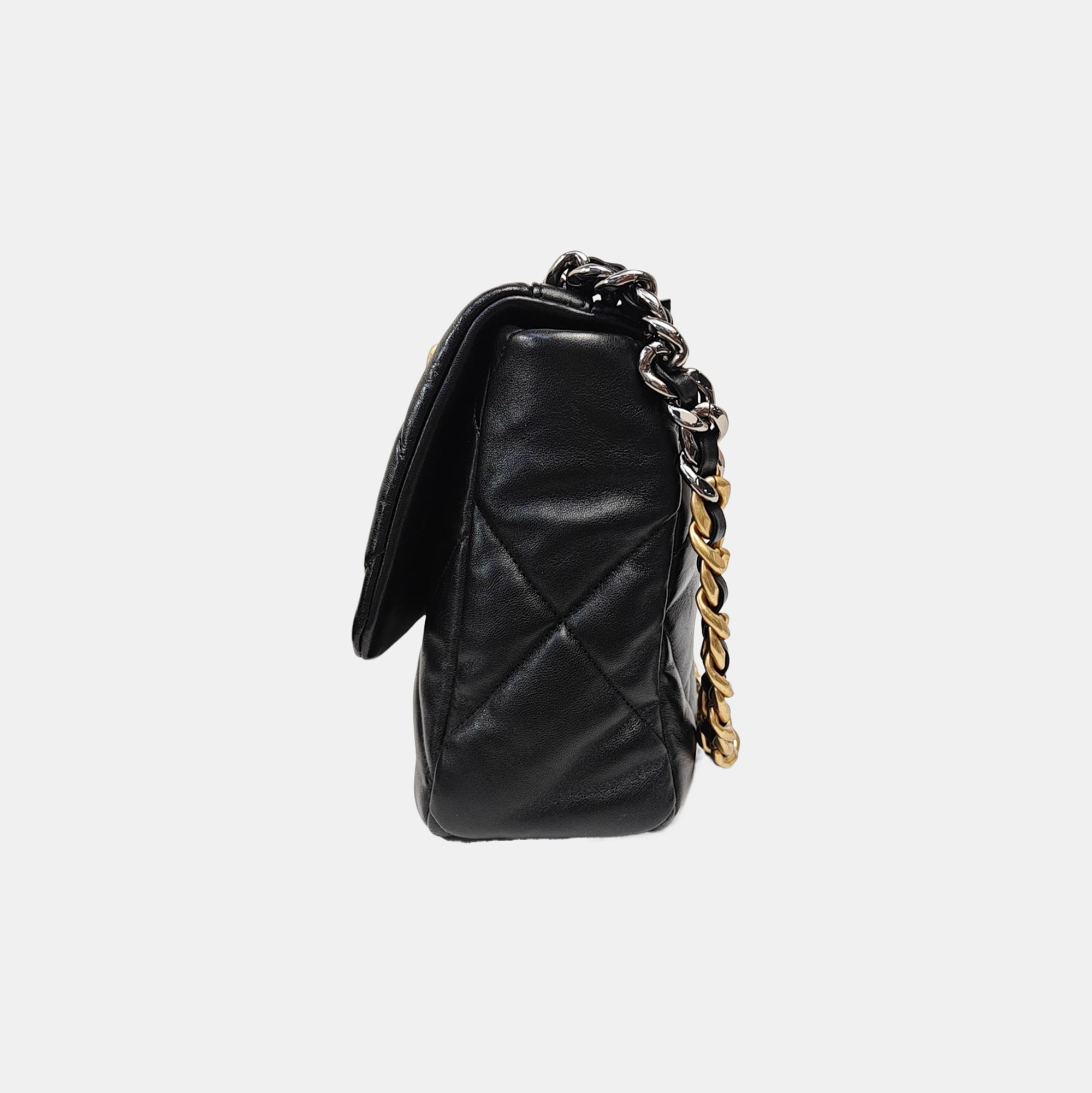 CHANEL 19 Large Quilted Lambskin Black