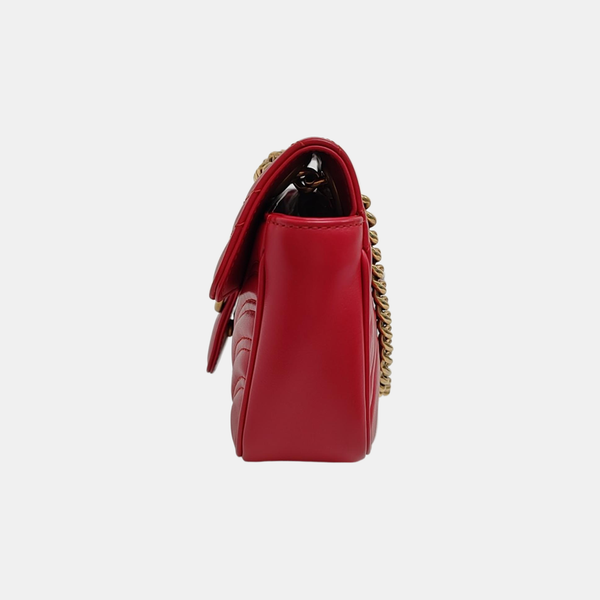GG Marmont Small Quilted Calfskin Red
