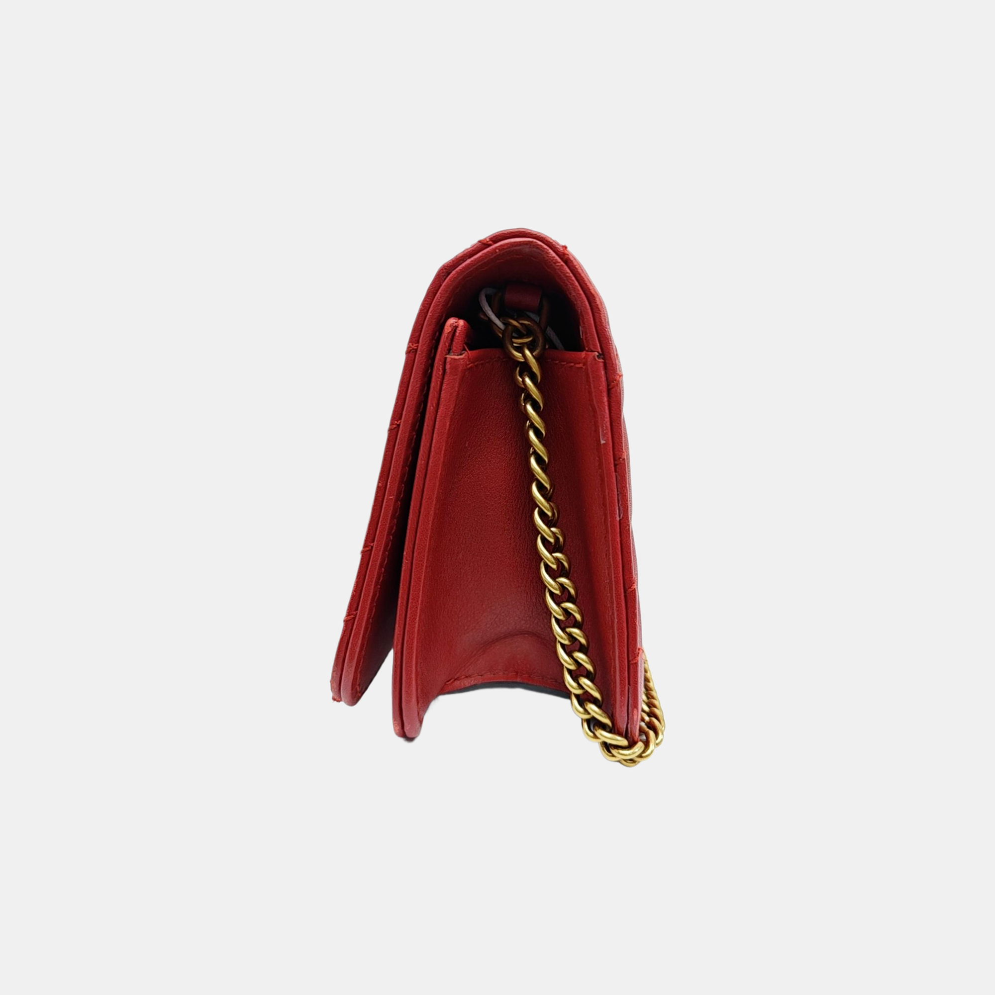 GG Marmont Super Mini Quilted Calfskin Red