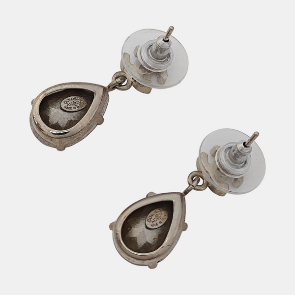 CC Logo Metal White Earrings