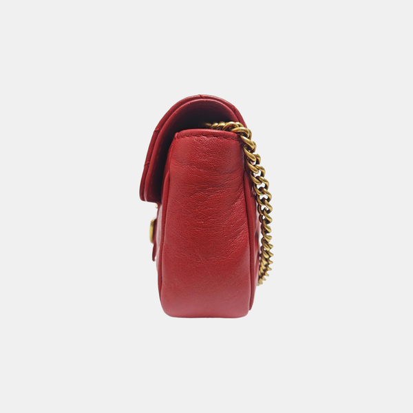 GG Marmont Mini Quilted Calfskin Red