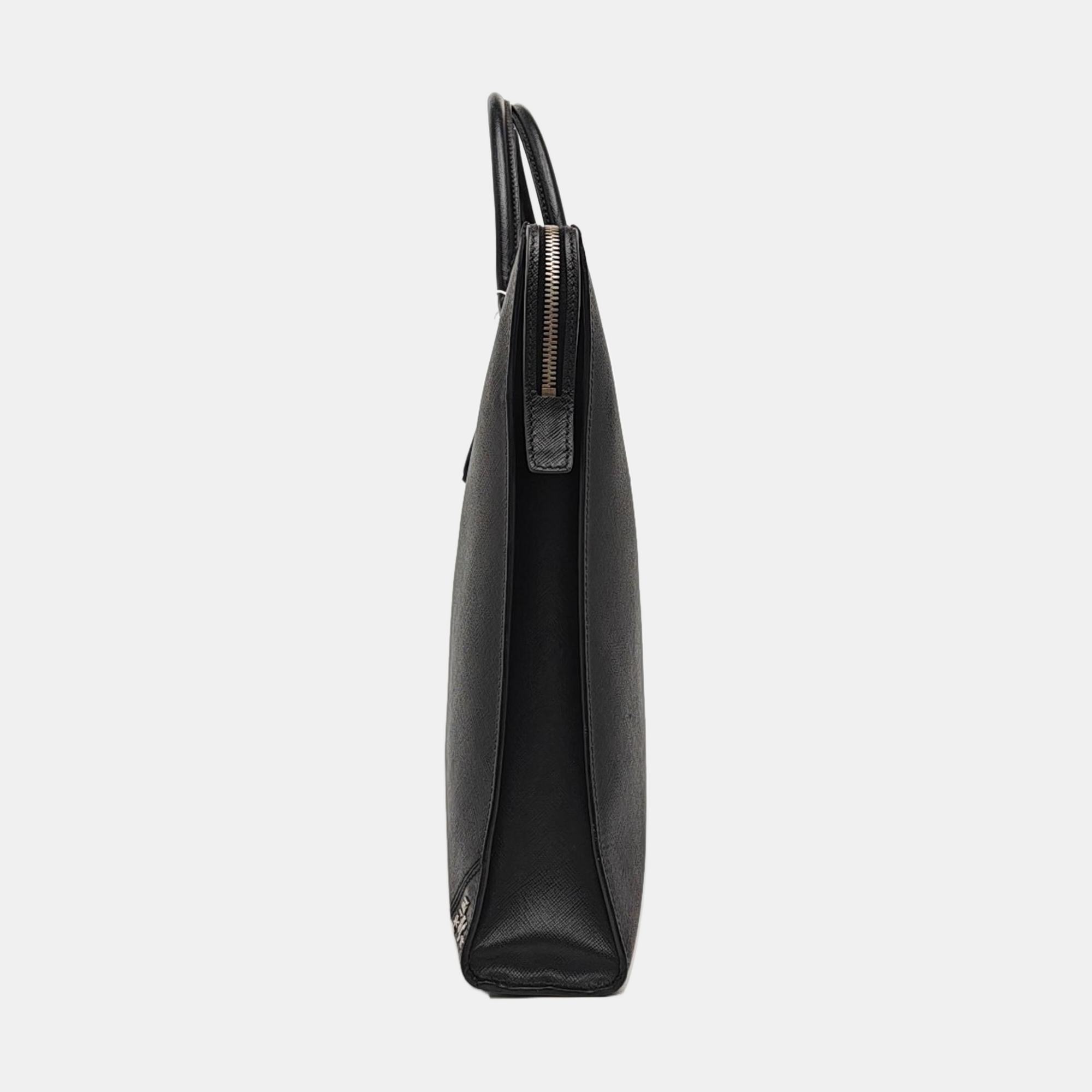Saffiano Calfskin Top Handle Bag Black