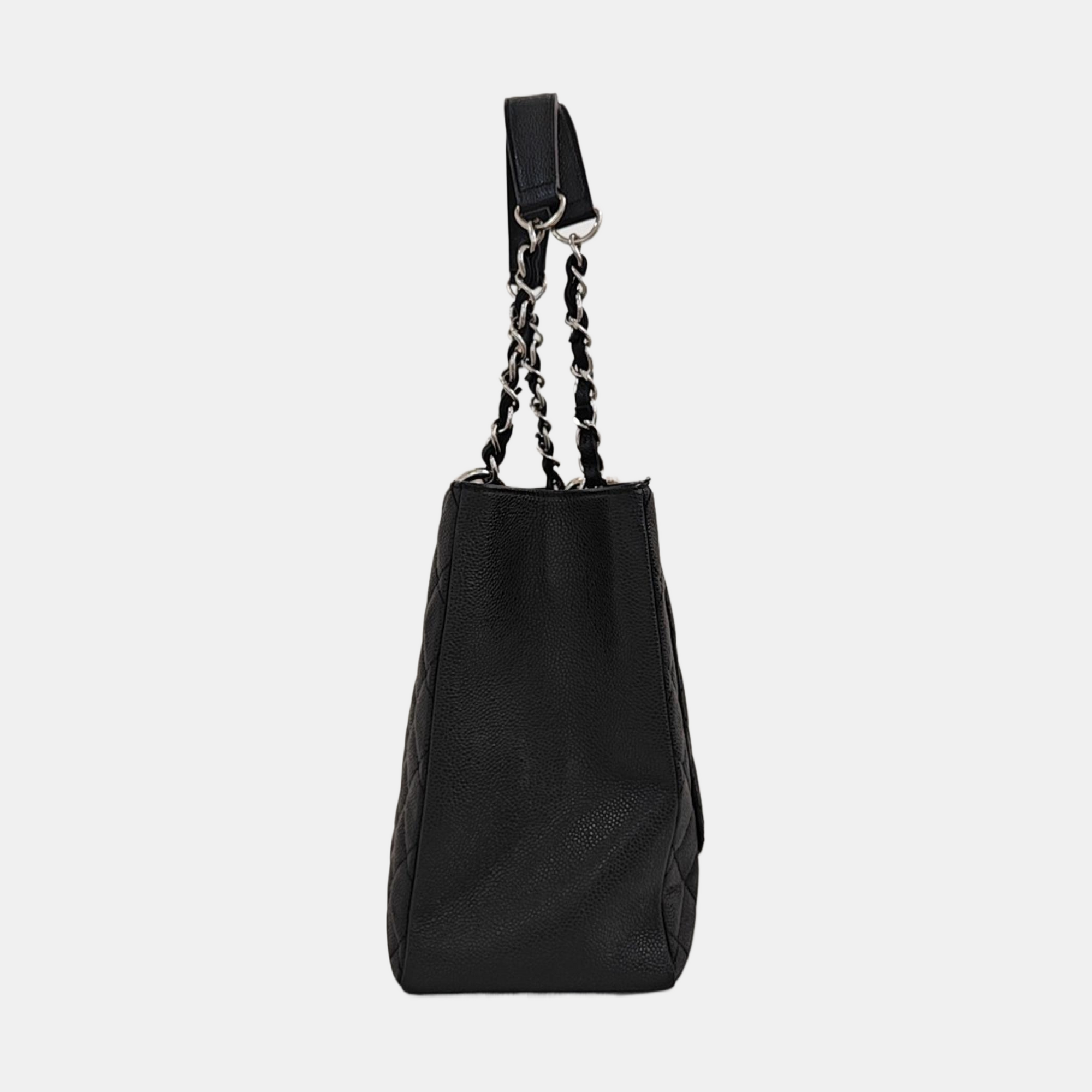 CHANEL GST Large Quilted Grained Calfskin Black