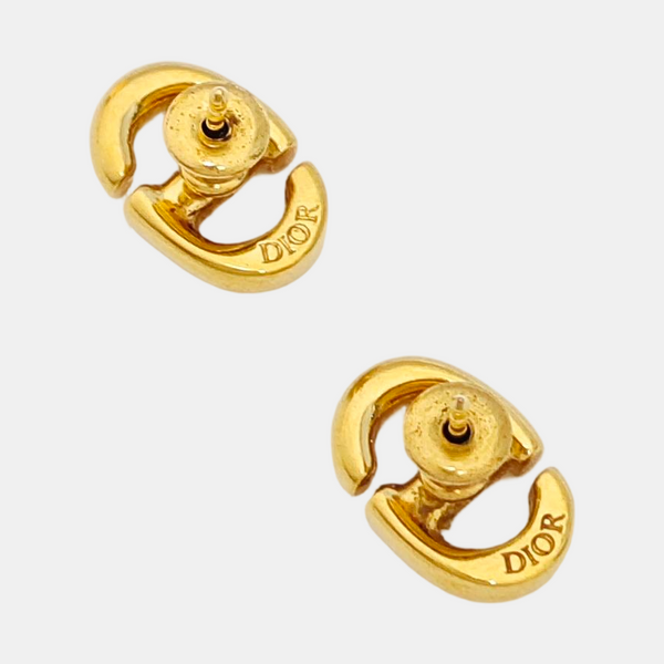 CD Navy Metal Gold Stud Earrings