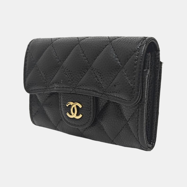 CLASSIC FLAP Quilted Grained Calfskin Black Card Holder